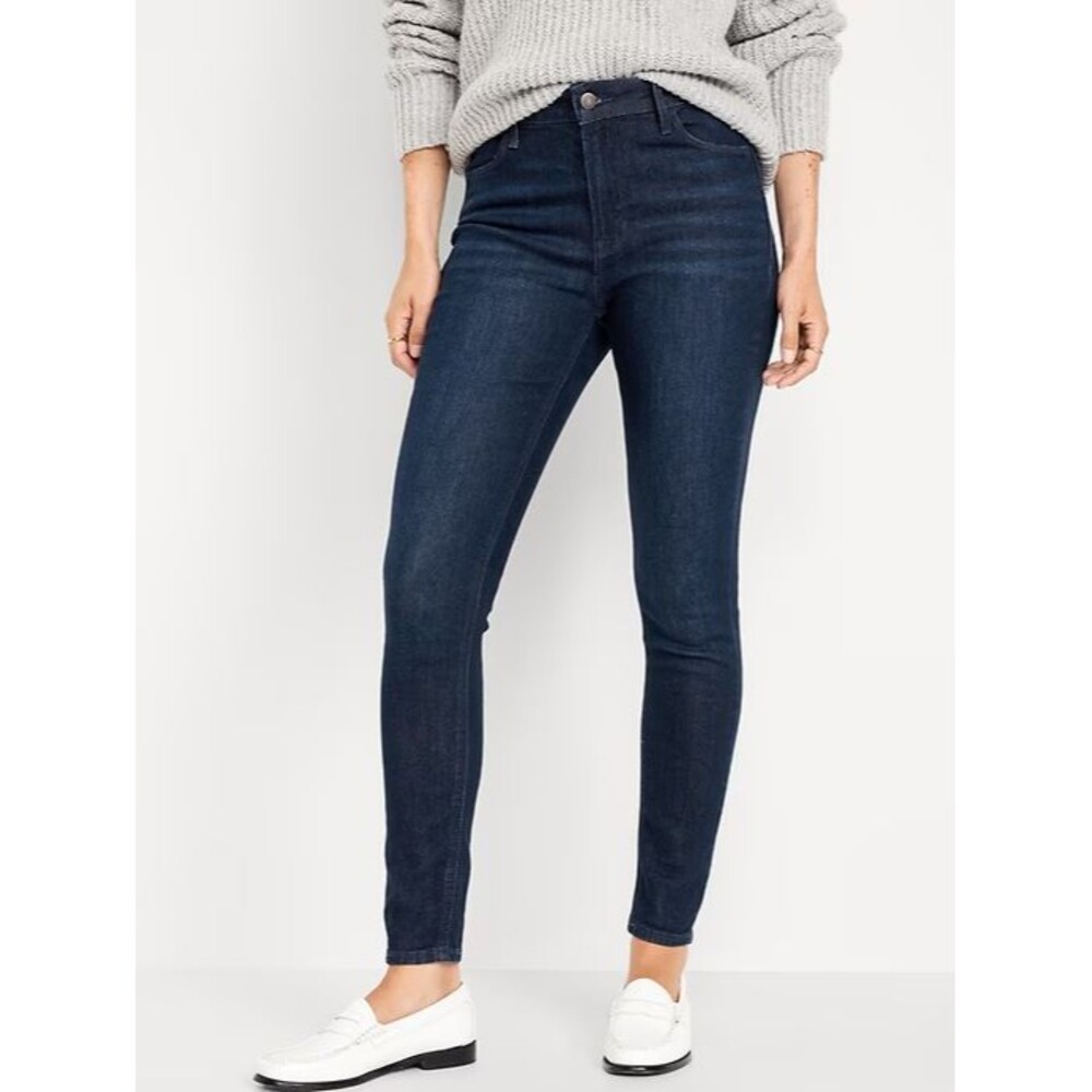 Dark Blue High-Rise Skinny Jeans for Women